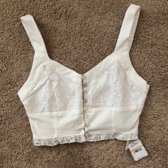 White lace Free People crop top - Picture 1 of 2